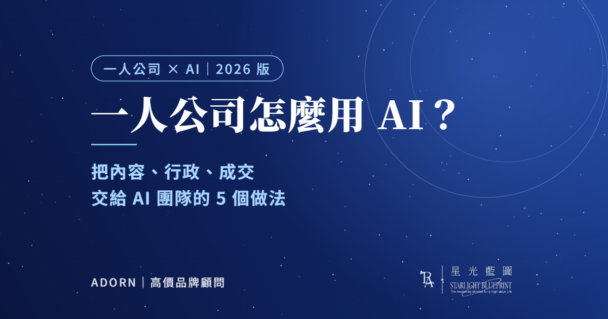 一人公司怎麼用 AI？把內容、行政、成交交給 AI 團隊的 5 個做法（2026 版）